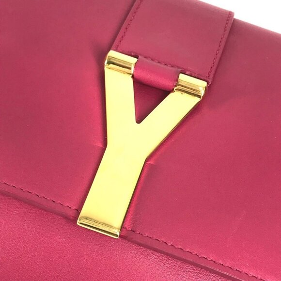 Saint Laurent 311213  Y line Logo flap bag pouch Clutch bag Leather pink/Gold - Picture 5 of 15